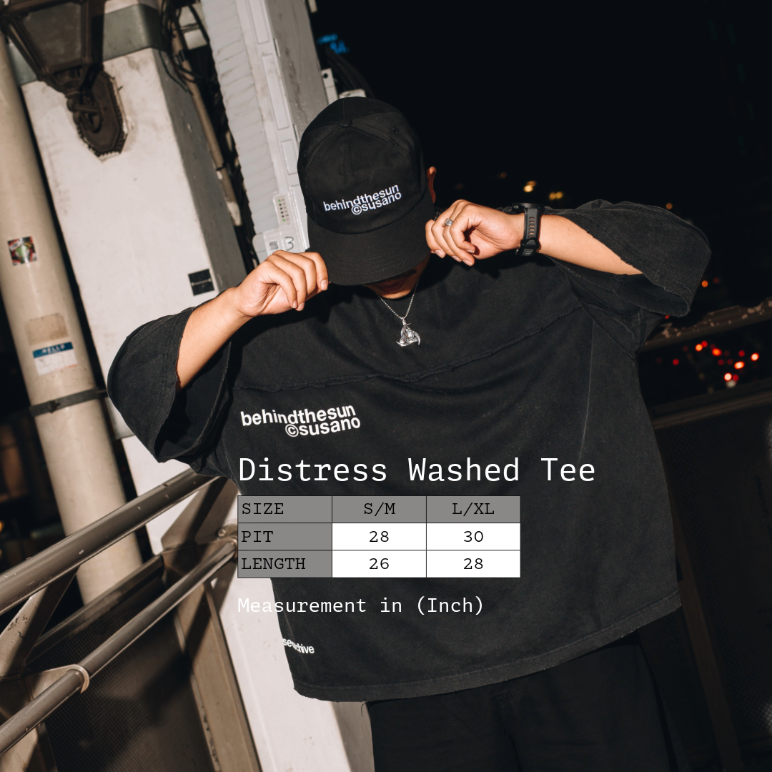 [NEW] Behind The Sun Washed Distress Tee Moss Green