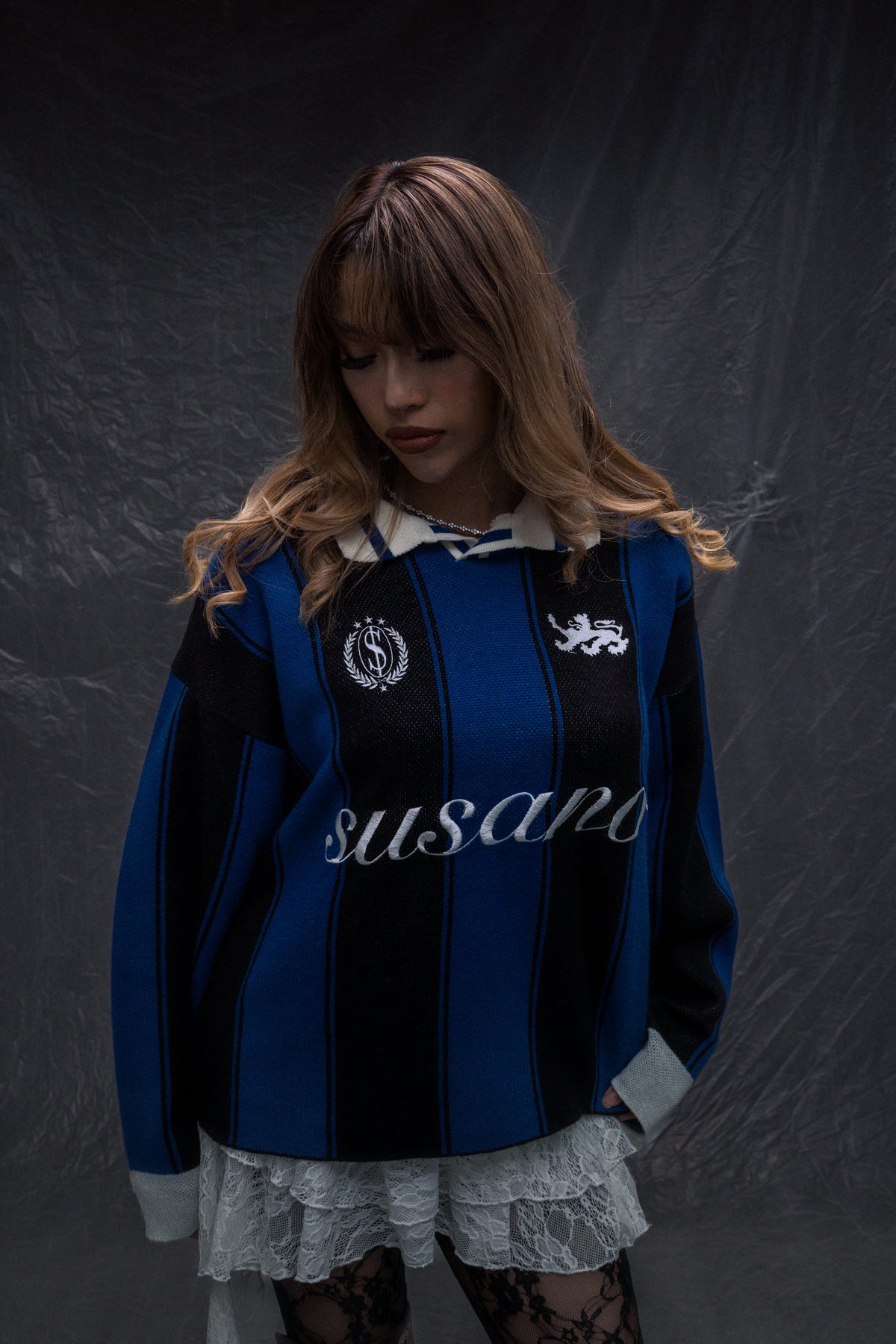 (NEW) BLUE BLACK KNITWEAR JERSEY