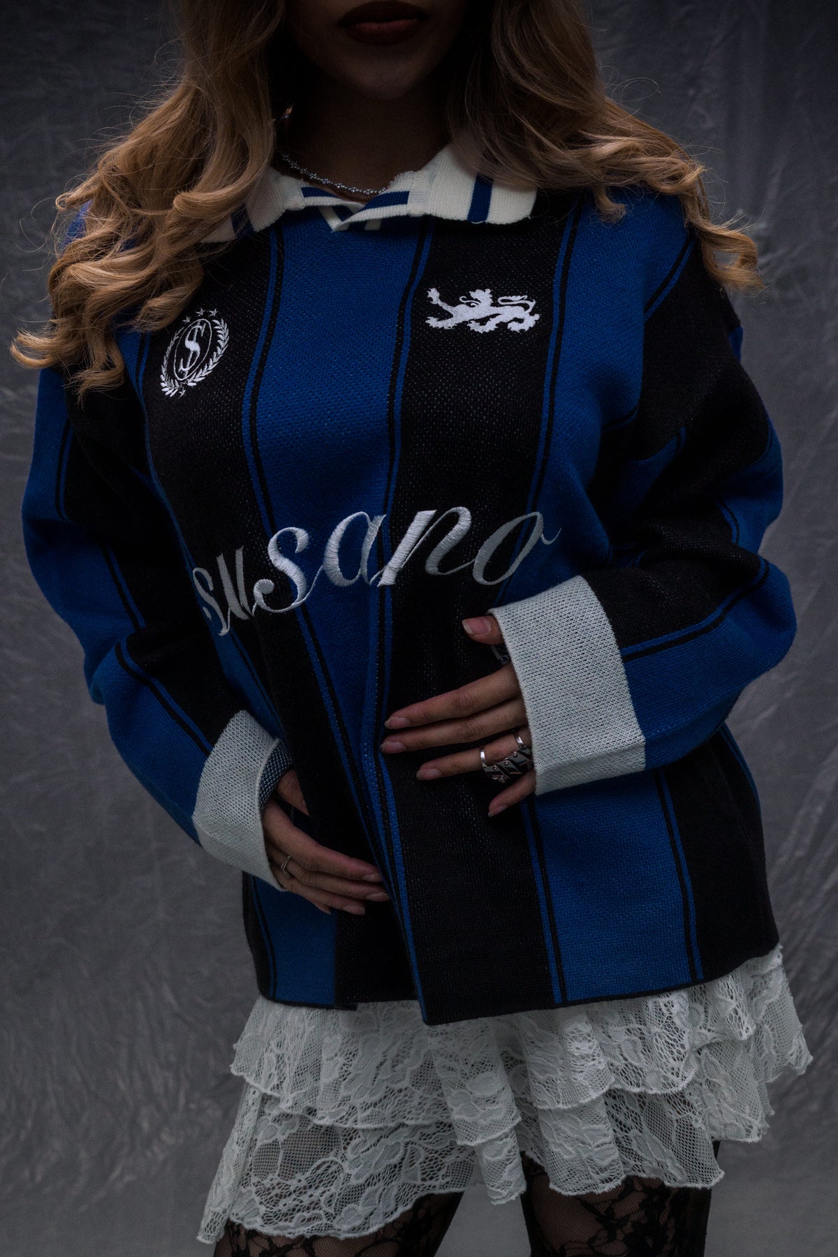 (NEW) BLUE BLACK KNITWEAR JERSEY