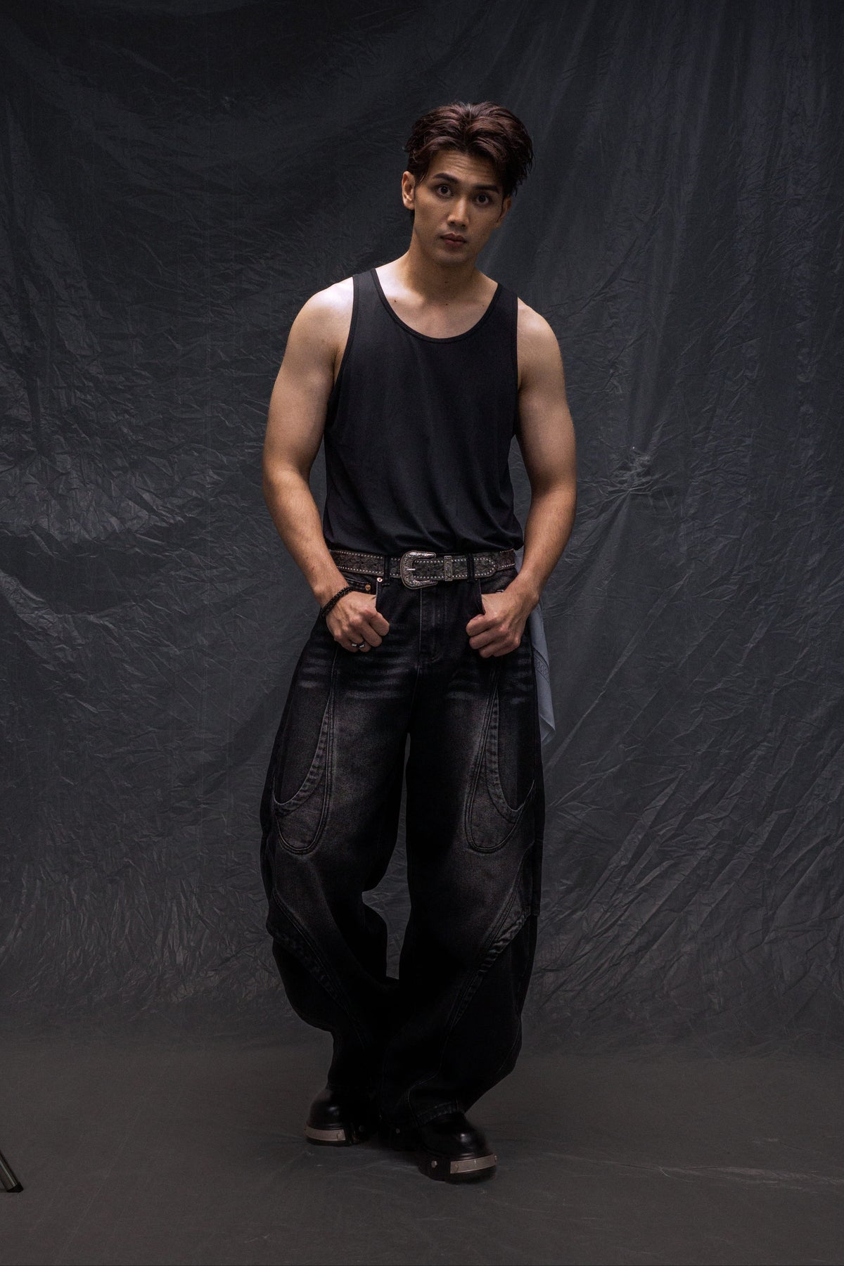 Black Construct Washed Jeans
