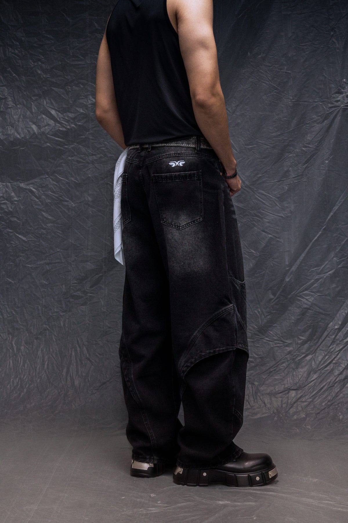Black Construct Washed Jeans
