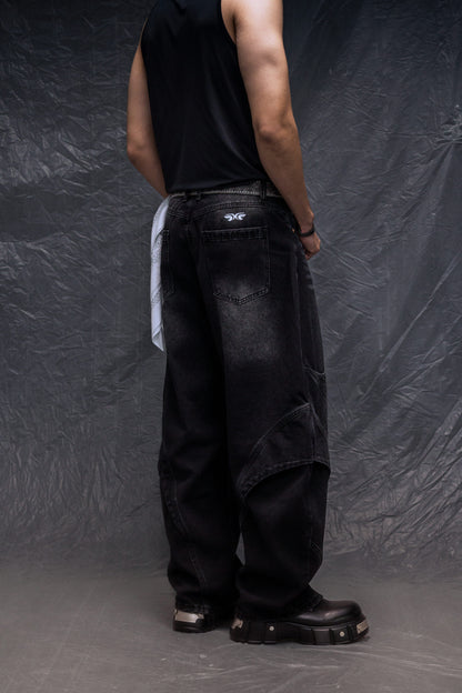 Black Construct Washed Jeans
