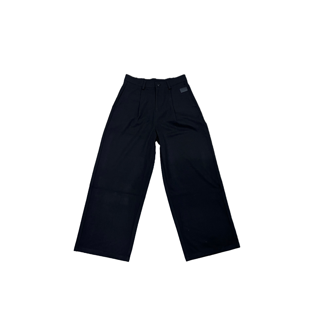 Deep Black Arch-Leg Trousers