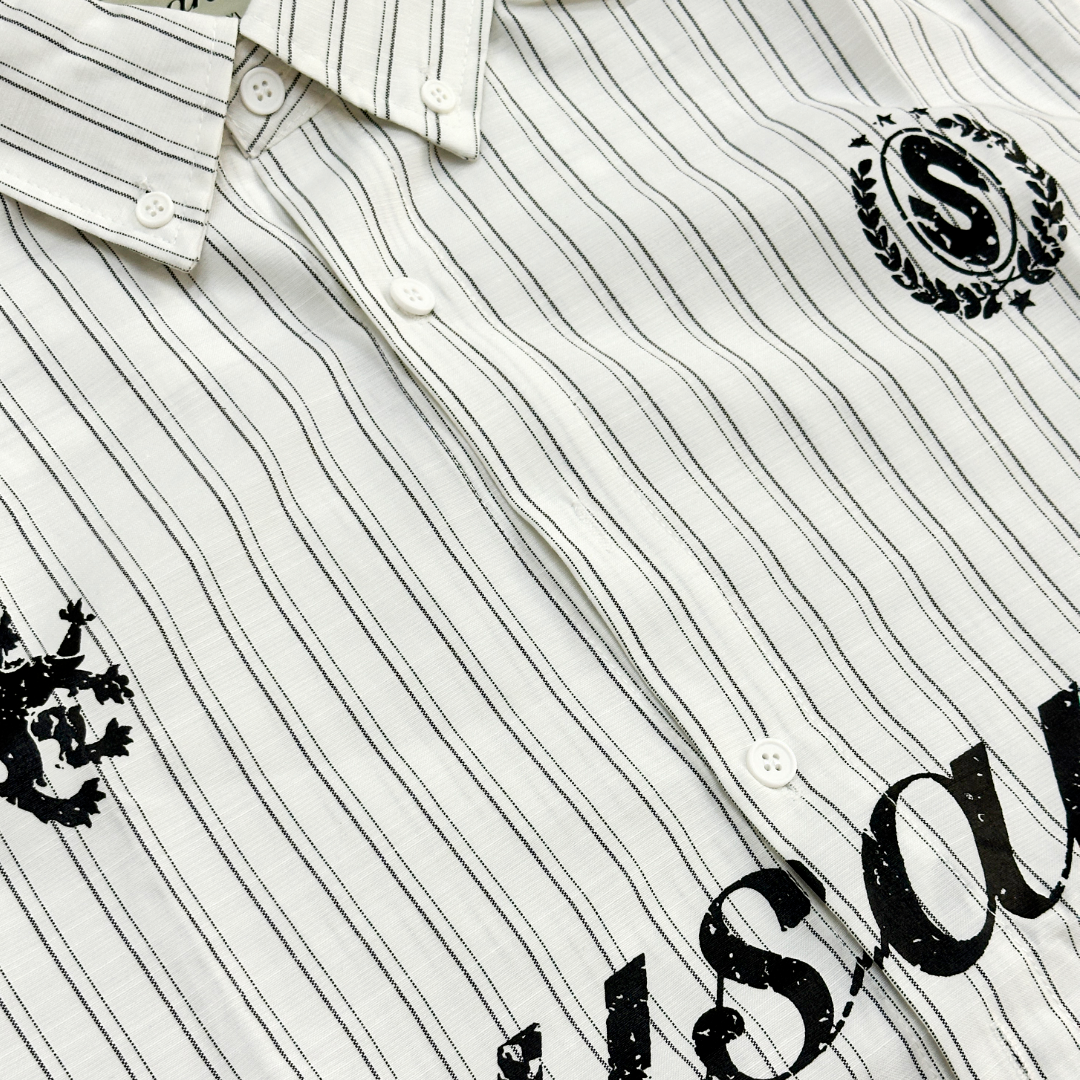 Pinstripe League Shirt White