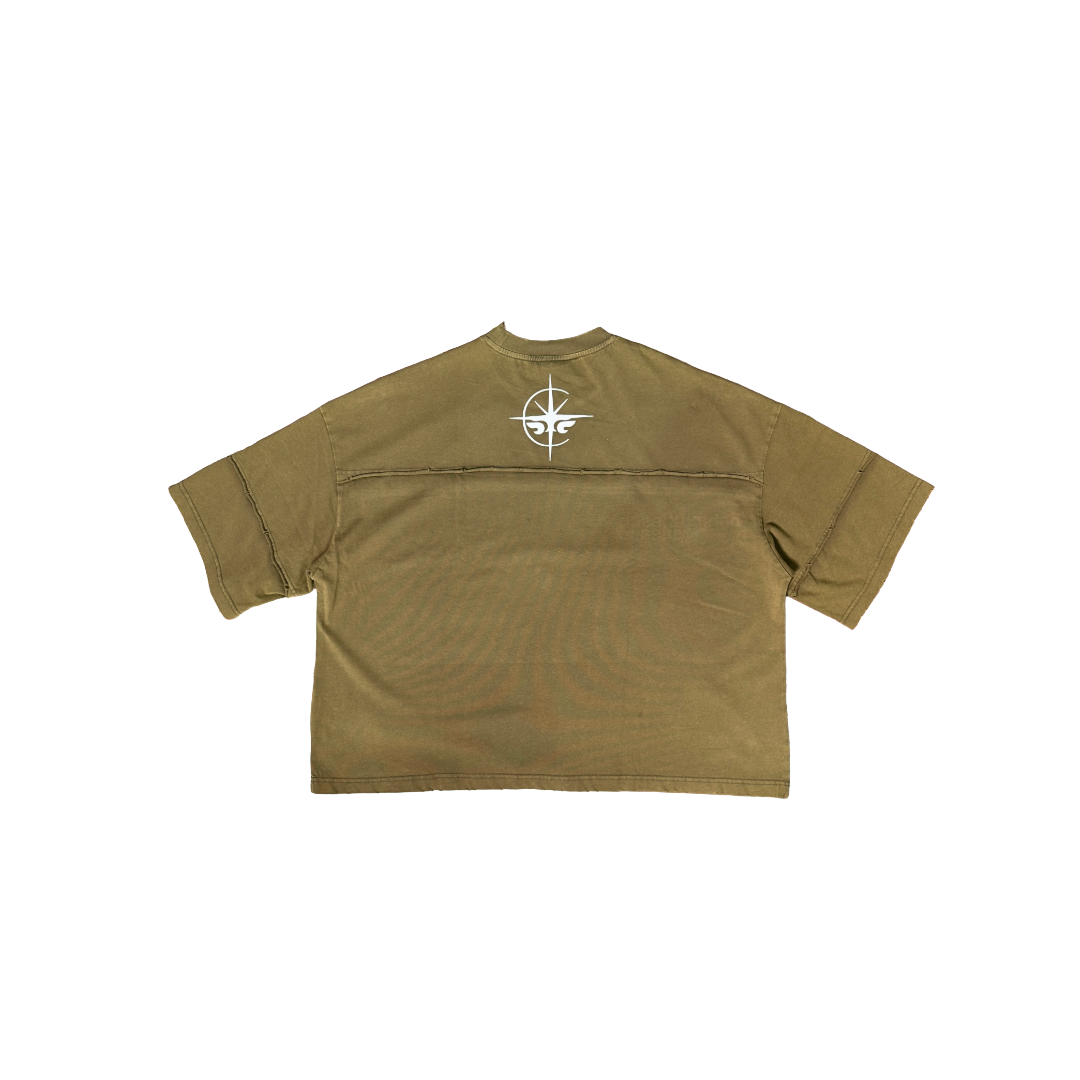 [NEW] Behind The Sun Washed Distress Tee Moss Green